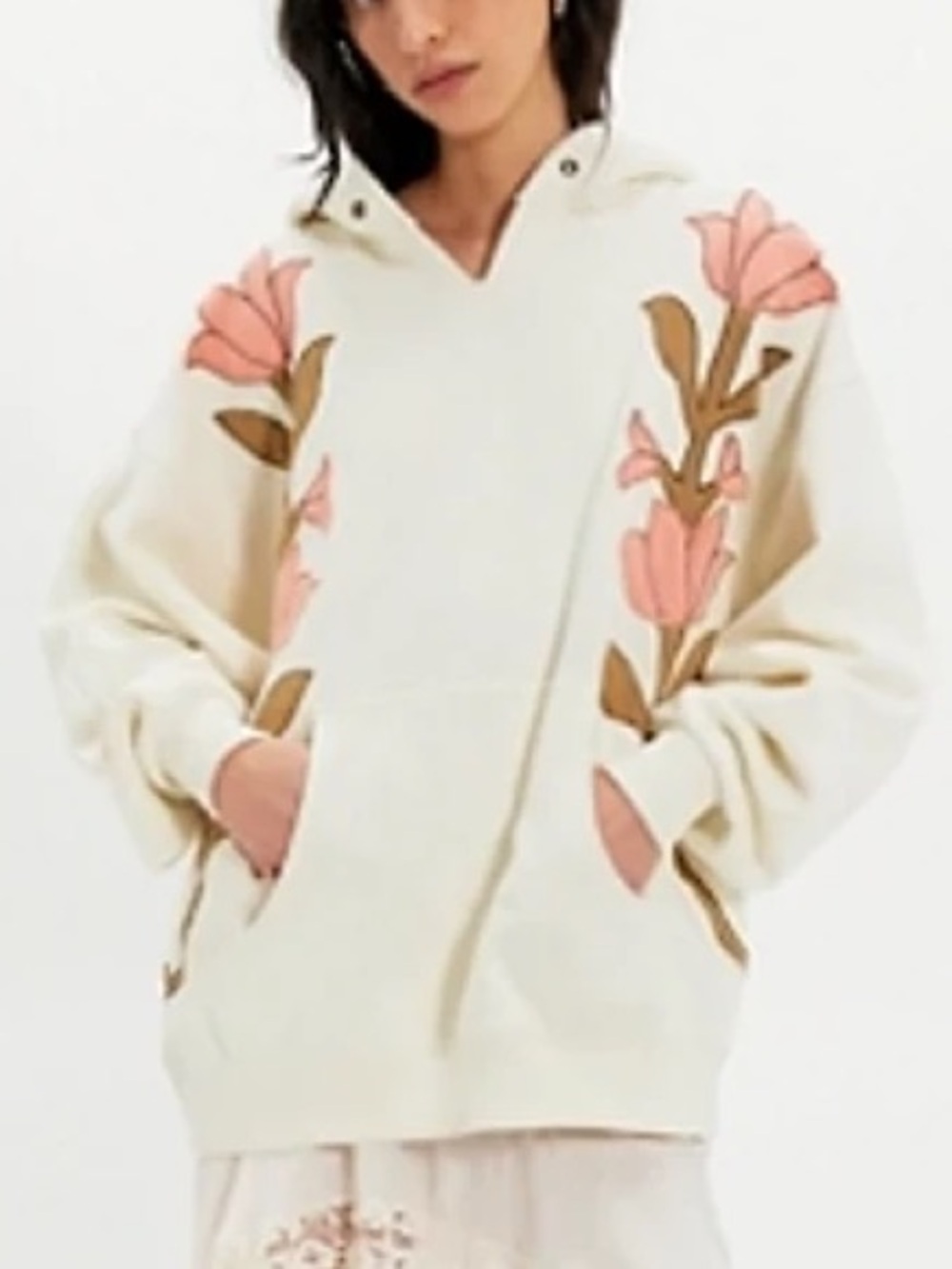 We the Free It’s a Vibe Flowers Floral White Oversized Hoodie Sweatshirt